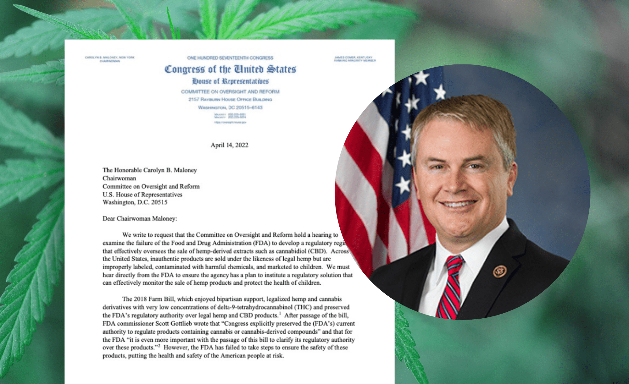 Rep. Comer (R-KY) Requests Hearing On CBD Regulations